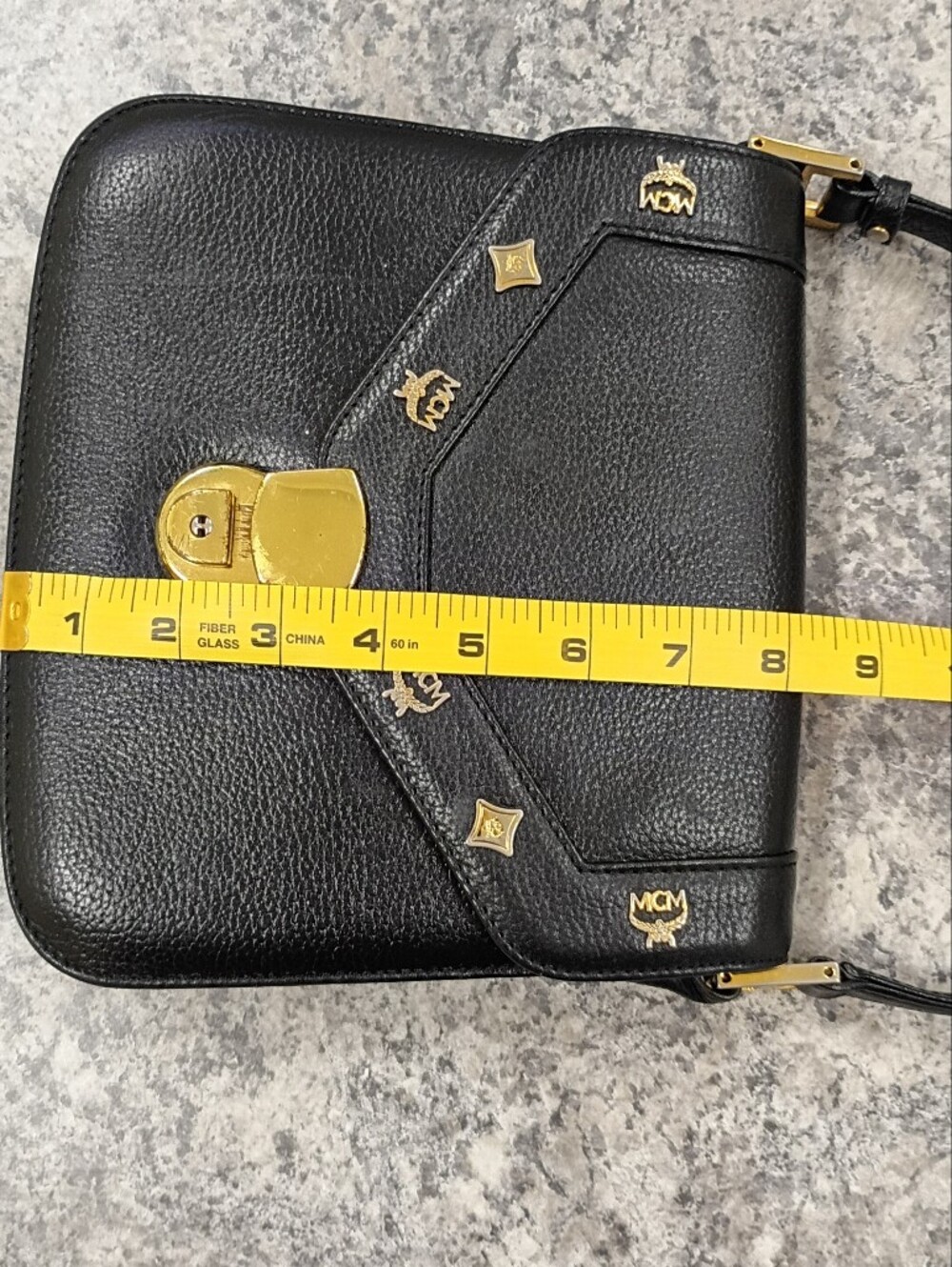 MCM Black Leather Crossbody with Gold Logo Studs - Picture 11 of 14